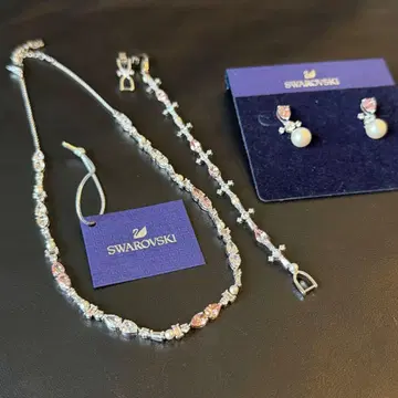 가격 인하 Swarovski 3종 세트 핑크 실버 톤