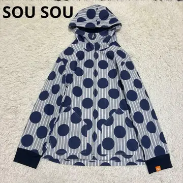 SOU SOU 도트 스트라이프 자켓 사이클링 후드티