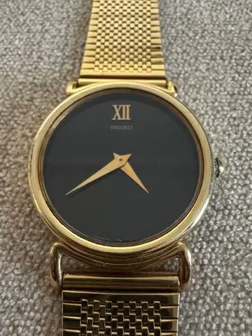 [ 작동품 ] 70s SEIKO 샤리오 기계식 골드 블랙 다이얼 손목시계