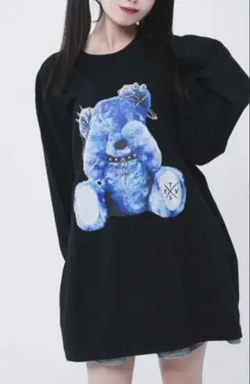 TRAVAS TOKYO 곰론T Black x Purple 프리 사이즈