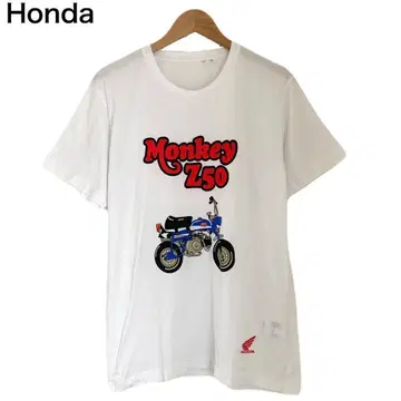 Honda 티셔츠 Monkey z50 바이크 화이트 프린트 반팔 M