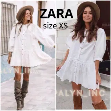 ZARA 자라 티어드 자수 밴드 카라 셔츠 블라우스 XS