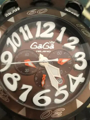 GaGa MILANO 크로노그래프 손목시계 브라운 고무 벨트
