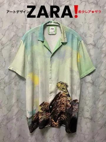 레어 ZARA 자라 아트 그래픽 트로피컬 디자인 40 M~L