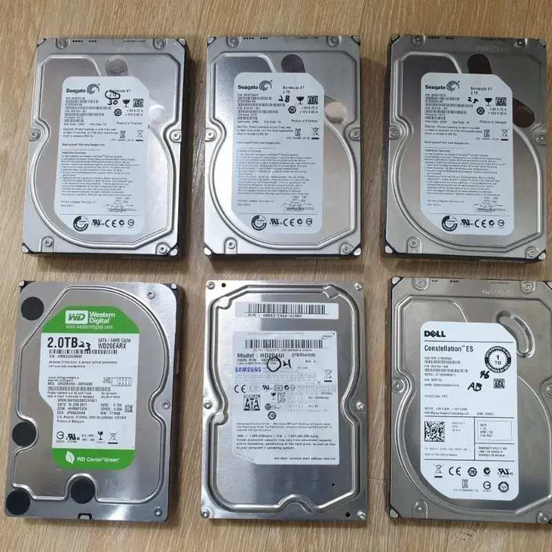 중고 HDD 하드 디스크 2TB 5개, 1TB 1개
