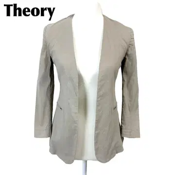 [ 새상품급 ] Theory 마 혼방 노카라 자켓 0 베이지 무지