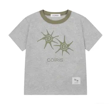 COIRIS 반팔 T셔츠 그레이 로고 프린트 한국 피치티