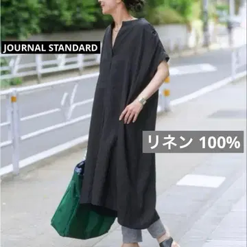 저널 스탠다드 린넨 100% 블랙 스키퍼 롱 원피스