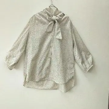 미쉘클랑 2way 보타이 블라우스 38 M 올 패턴 7부 소매 아이보리