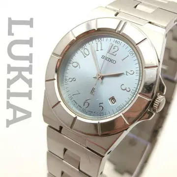 가동품 SEIKO 루키아 여성용 손목시계 실버 파랑 다이얼 날짜 Y2K