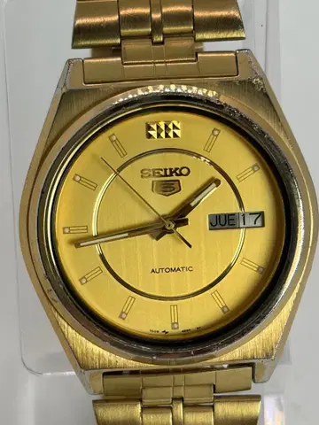 작동품 SEIKO 5 세이코5 자동 와인딩 골드 다이얼 빈티지