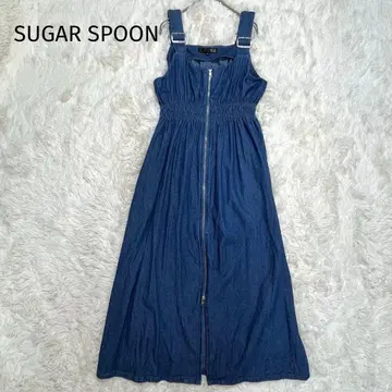 SUGAR SPOON 데님 오버롤 스커트 [ F ] 더블 지퍼 롱