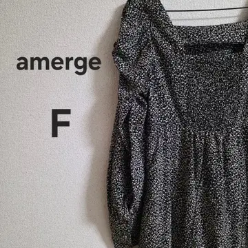 amerge 미니 꽃무늬 롱 원피스 스퀘어 넥 퍼프 슬리브 컨디션 최상