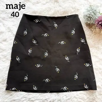 maje 마쥬 로고 자수 사다리꼴 스커트 40 L 블랙 빅 사이즈
