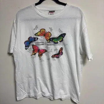 90s ONEITA 나비 버터플라이 양면 프린트 아트 T셔츠 L