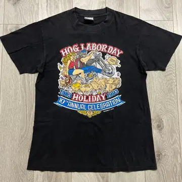 90s ONEITA USA제 HOG 바이커 이벤트 T셔츠 M 돼지
