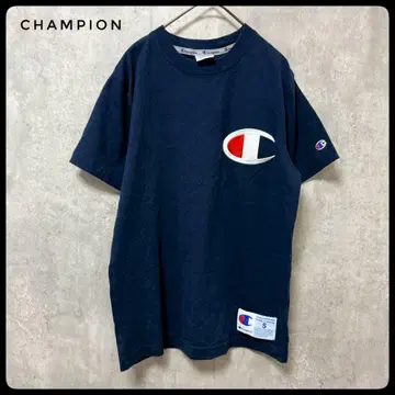 Champion 빅 로고 자수 반팔 티셔츠 네이비 S 원포인트
