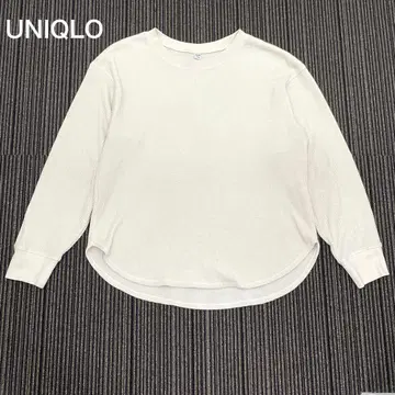 유니클로 와플 크루넥T 긴팔 내추럴 [ S ] 면 폴리 혼방