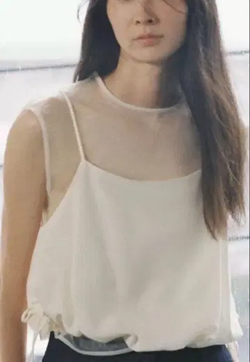 자라 오간자 바이컬러 벌룬 상의