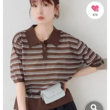 Kastane 시어 보더 폴로 니트
