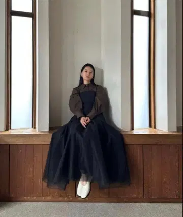 클라네 볼륨 롱 파니에 스커트