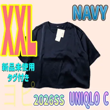 유니클로C 새틴 오버사이즈 숏 블라우스 XXL 네이비 1