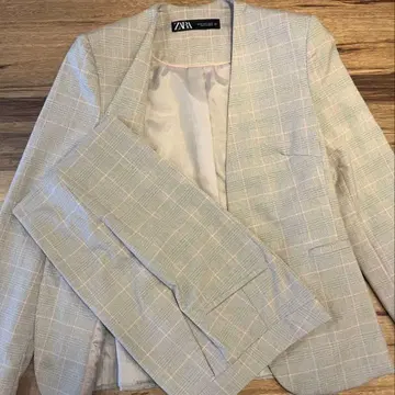 ZARA 체크 무늬 블레이저 팬츠 셋업