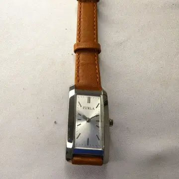 FURLA 손목시계 쿼츠 렉탱귤러 브라운 가죽 박스 포함