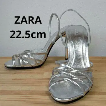 [컨디션 최상] ZARA 메탈릭 스트랩 샌들 35 22.5cm 실버