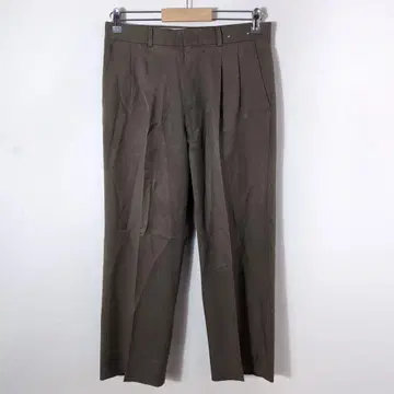 투 턱 슬랙스 팬츠 구제 의류 M 카키 브라운 빈티지풍 90s