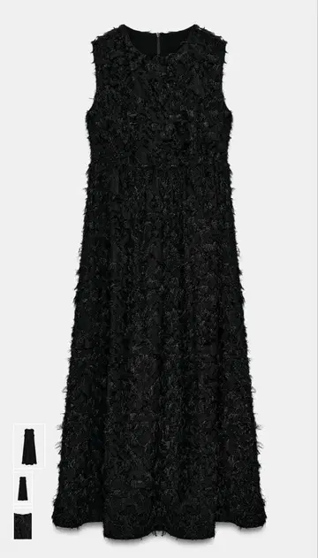 ZARA 엠보싱 가공 원단 미디 원피스 M