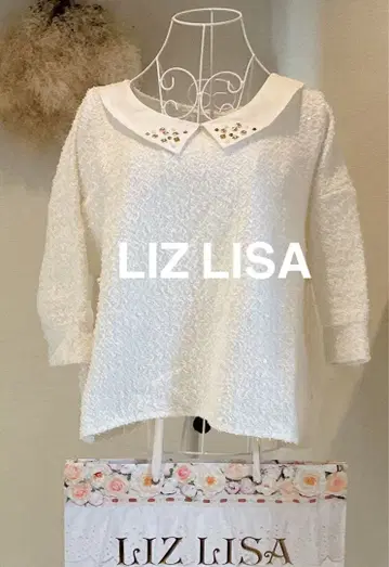 LIZ LISA 비쥬 장식 옷깃 상의 화이트