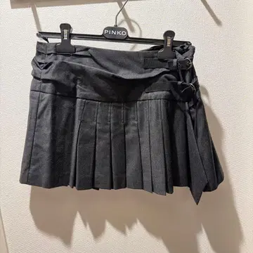 PINKO 플리츠 스커트 그레이 벨트 포함