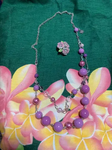 ANNA SUI 안나수이 브로치 포함 목걸이 펜던트 (보라색)