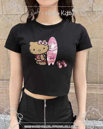 rady 일광화상 Hello Kitty 티셔츠 블랙 S 사이즈