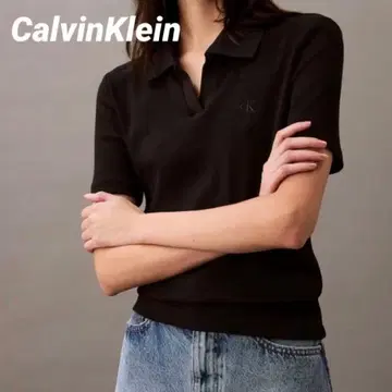 CalvinKlein 피케 셔츠 슬림핏 V넥 풀오버