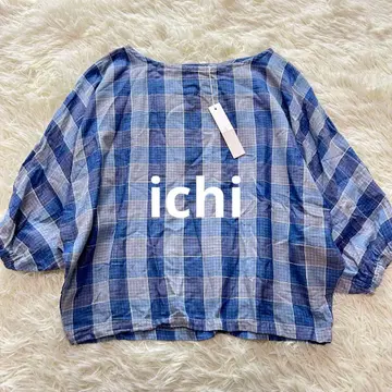 [ 새상품 ] ichi 이치 코튼 면 체크 돌먼 슬리브 블라우스