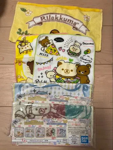 미사용 새상품 리락쿠마 핸드 타월 1개, 타월 손수건 4개 묶음 판매