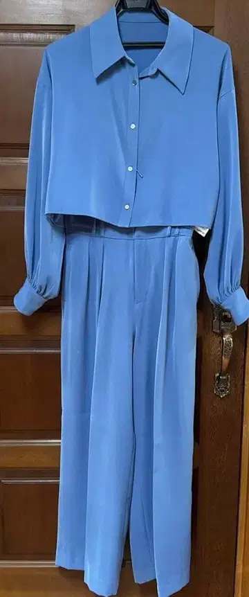 HARE 하레 셋업 블루 셔츠 와이드 팬츠 여성용