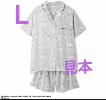 이카네즈미 와카네즈미 룸웨어 L 오픈 카라 셔츠 하프 팬츠