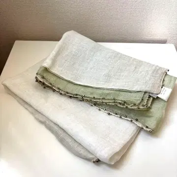 시트러스 린넨 그라데이션 스톨 비즈 테두리