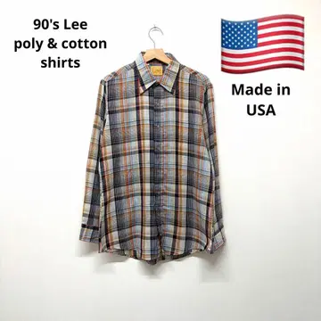 90s USA제 빈티지 Lee 폴리코튼 체크 셔츠