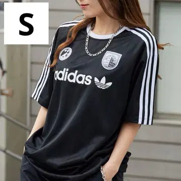 adidas SSL 저지 축구 T셔츠 블랙 자수 패치 S