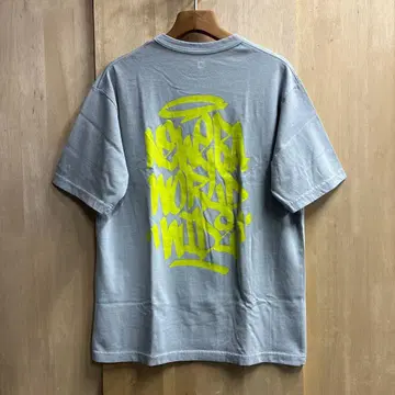 뉴에라 프린트 T셔츠 빈티지 가공 그레이 XXL