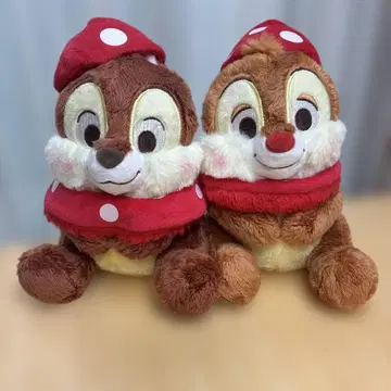 디즈니 칩과 데일 버섯 봉제 인형 2체 세트