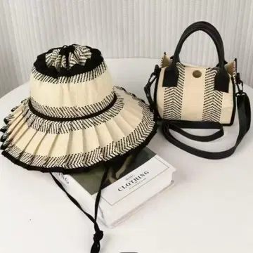 플리츠 버킷 햇 & 백 세트