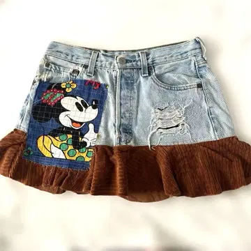 [ 레어 리메이크 ] Levi's 리바이스 데님 미니 스커트 미키 미니