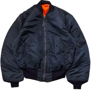 80s 구택 USA제 ALPHA 백 로고 MA-1 네이비 S사이즈