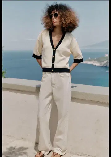 ZARA 대비 파이핑 니트 가디건 S 사이즈 이번 시즌