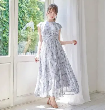 Rose muse floral print pleats dress